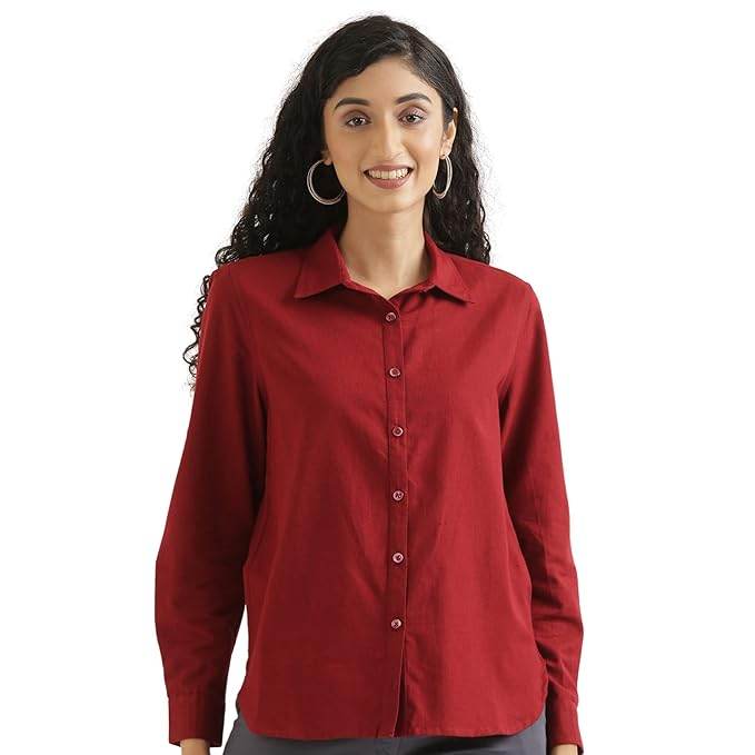 Women Stylish Casual Maroon Shirt - MYLUXURY LANE ENTERPRISE
