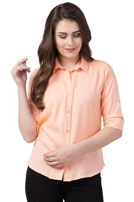 Women Long Sleeves Cotton Peach Shirt - MYLUXURY LANE ENTERPRISE