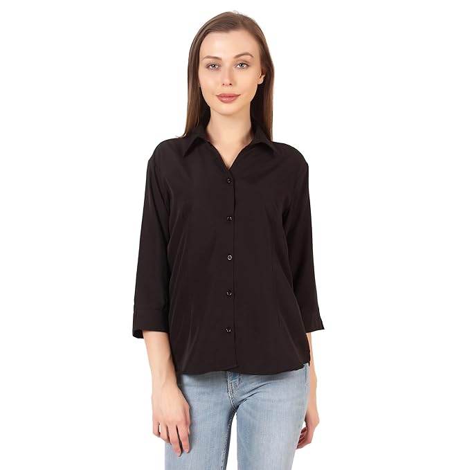 Women Formal Cotton Black Shirt - MYLUXURY LANE ENTERPRISE