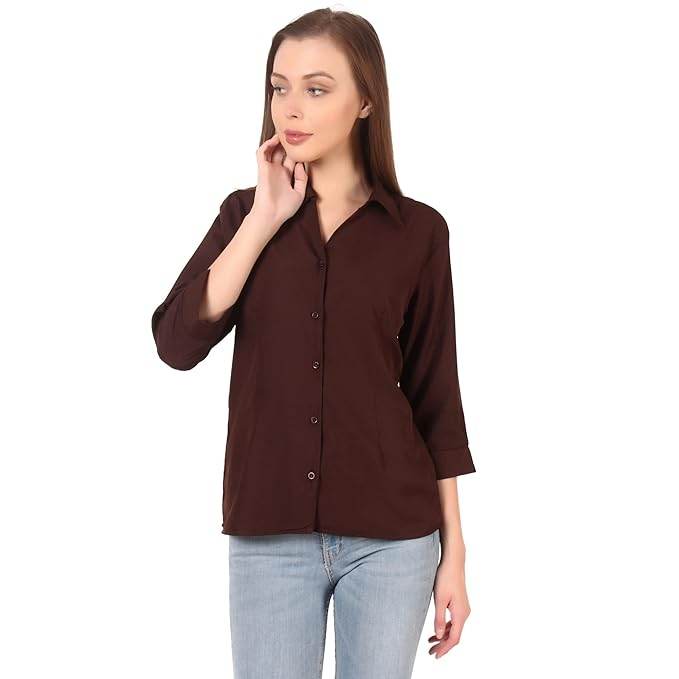 Women Formal Cotton Brown Shirt - MYLUXURY LANE ENTERPRISE
