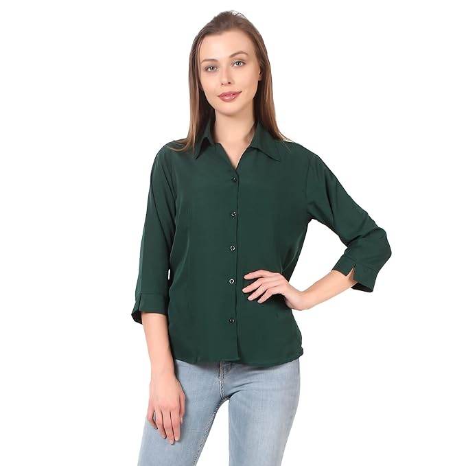 Women Formal Cotton Olive Green Shirt - MYLUXURY LANE ENTERPRISE