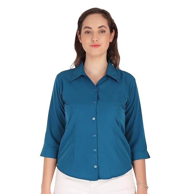 Women Formal Cotton Ferozi Shirt - MYLUXURY LANE ENTERPRISE