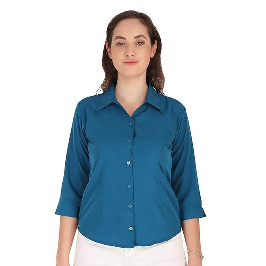 Women Formal Cotton Ferozi Shirt - MYLUXURY LANE ENTERPRISE