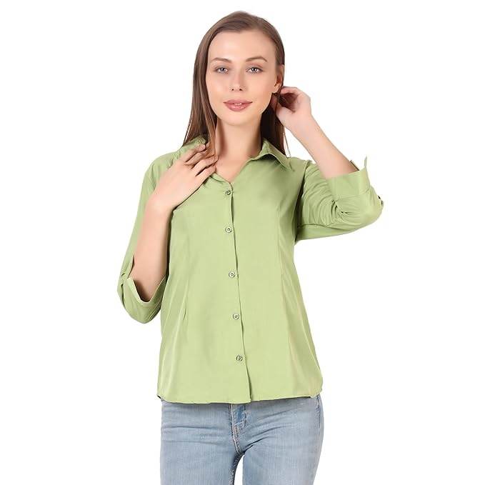 Women Formal Cotton Light Green Shirt - MYLUXURY LANE ENTERPRISE