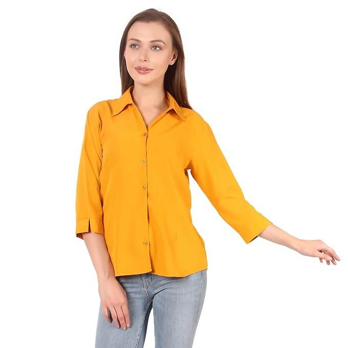 Women Formal Cotton Mustard Shirt - MYLUXURY LANE ENTERPRISE