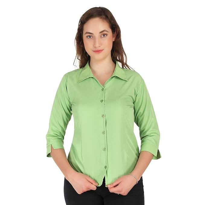 Women Formal Cotton Parrot Green Shirt - MYLUXURY LANE ENTERPRISE