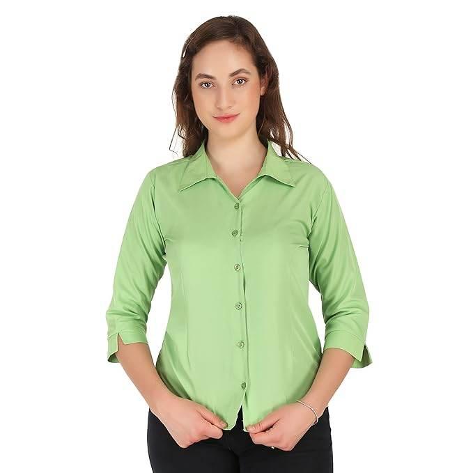 Women Formal Cotton Parrot Green Shirt - MYLUXURY LANE ENTERPRISE