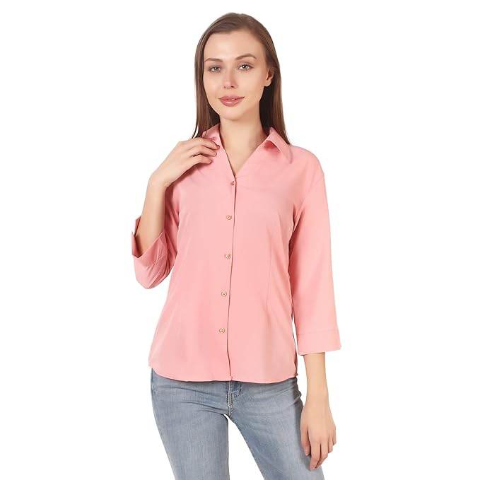 Women Formal Cotton Pink Shirt - MYLUXURY LANE ENTERPRISE