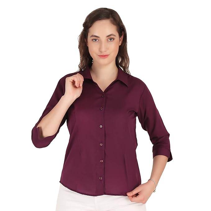 Women Formal Cotton Dark Purple Shirt - MYLUXURY LANE ENTERPRISE