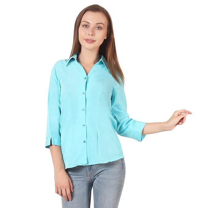 Women Formal Cotton Sea Green Shirt - MYLUXURY LANE ENTERPRISE
