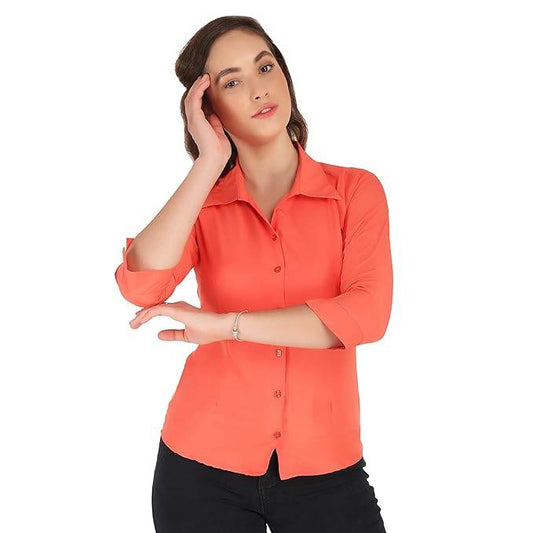 Women Formal Cotton Dark Orange Shirt - MYLUXURY LANE ENTERPRISE