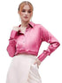 Women Formal Solid Satin Pink Shirt - MYLUXURY LANE ENTERPRISE