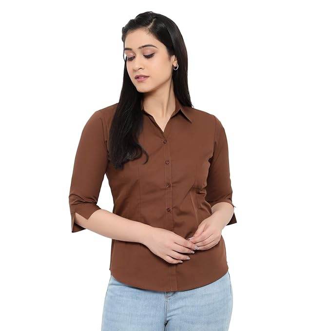 Women Regular Fit Brown Shirt - MYLUXURY LANE ENTERPRISE