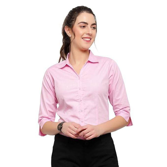 Women Regular Fit Pink Shirt - MYLUXURY LANE ENTERPRISE