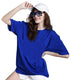 Women Oversized Half Sleeve Blue Tshirt - MYLUXURY LANE ENTERPRISE