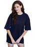 Women Oversized Half Sleeve Navy Tshirt - MYLUXURY LANE ENTERPRISE