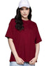 Women Oversized Half Sleeve Maroon Tshirt - MYLUXURY LANE ENTERPRISE