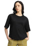 Pure Cotton Women Half Sleeve Black T-Shirt - MYLUXURY LANE ENTERPRISE