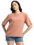 Pure Cotton Women Half Sleeve Beige T-Shirt - MYLUXURY LANE ENTERPRISE