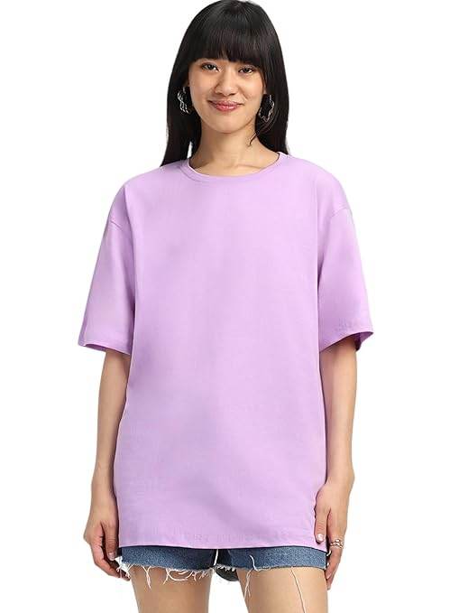 Pure Cotton Women Half Sleeve Purple T-Shirt - MYLUXURY LANE ENTERPRISE