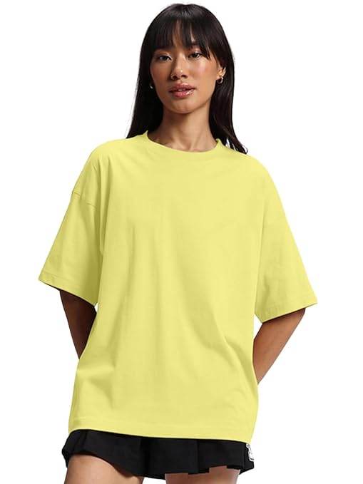Pure Cotton Women Half Sleeve Limegreen T-Shirt - MYLUXURY LANE ENTERPRISE