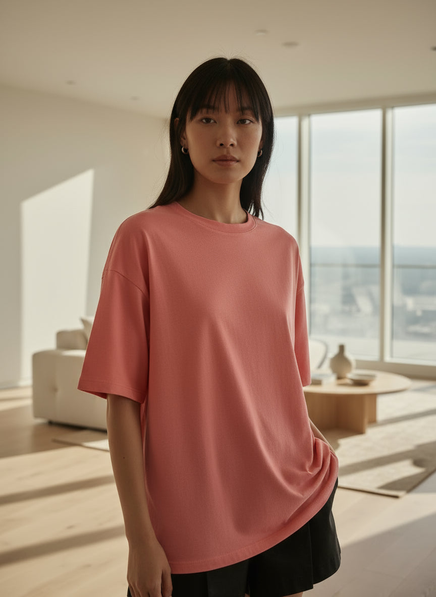 Pure Cotton Women Half Sleeve Dark Beige T-Shirt - MYLUXURY LANE ENTERPRISE