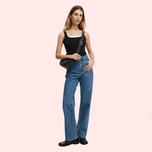 Smokey Blue Denim Loose Fit Straight Jeans for Women - MYLUXURY LANE ENTERPRISE