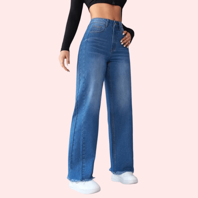 Wide-Leg Casual High-Waist Non-Elastic Jeans for Women - MYLUXURY LANE ENTERPRISE