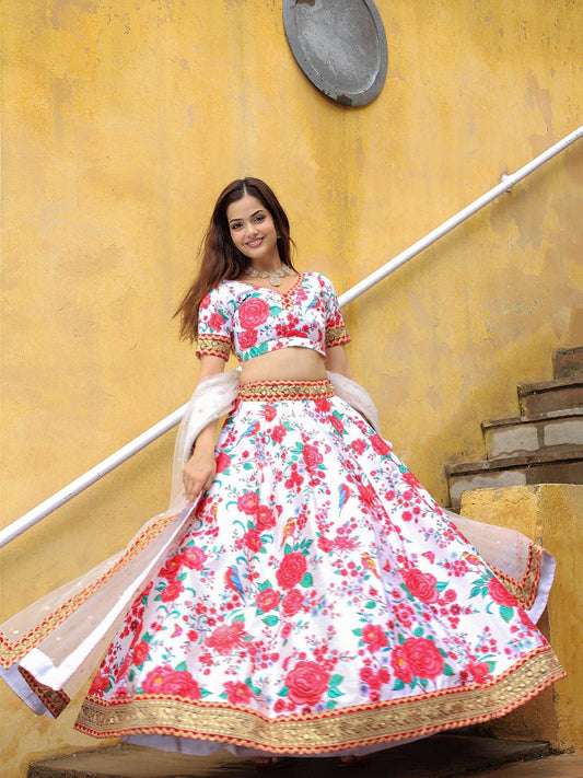 Art Silk  Designer  Embroidered Lehenga