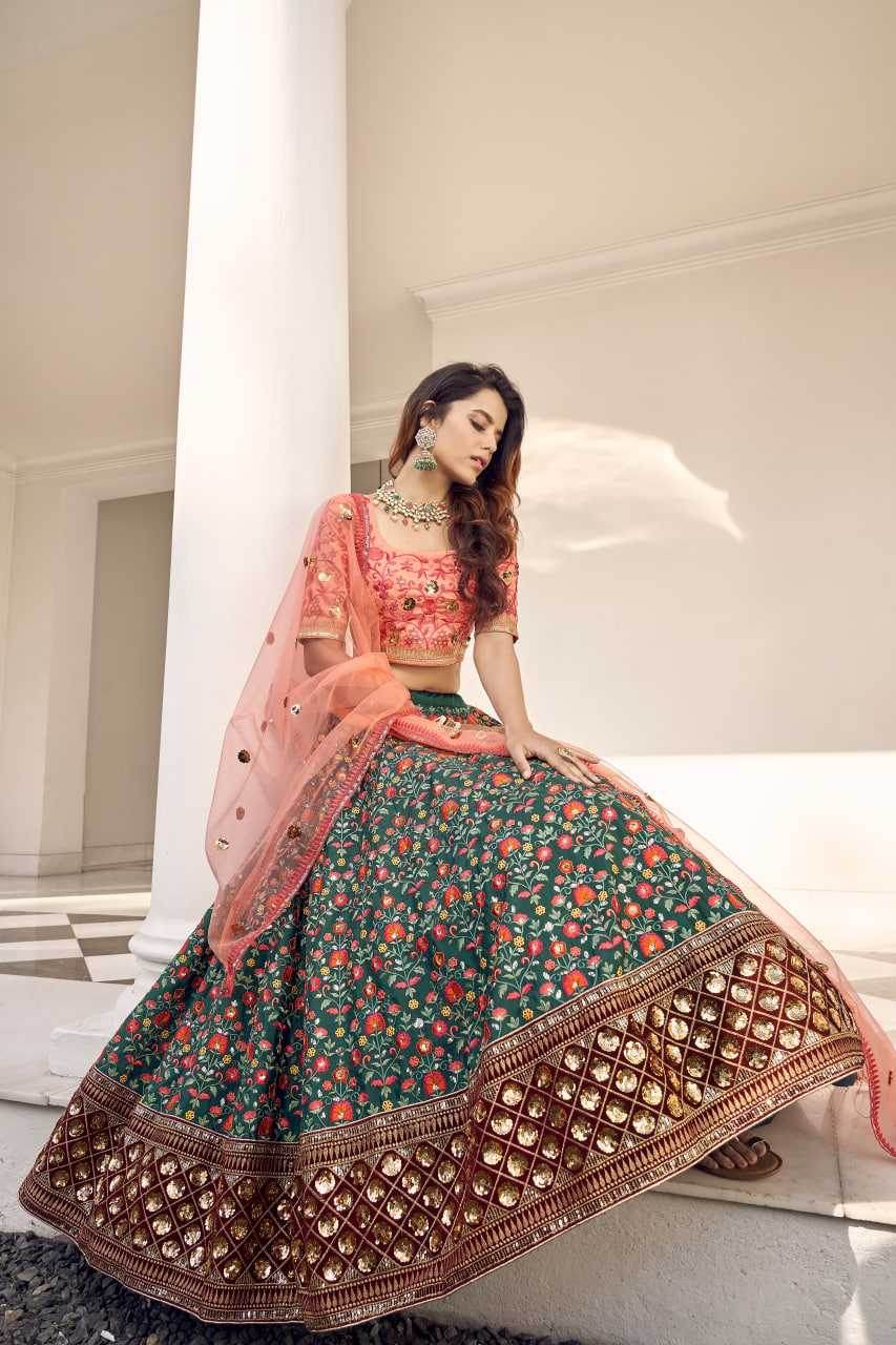 Elegant Art Silk Embroidered Sequins Lehenga for Women - MYLUXURY LANE ENTERPRISE