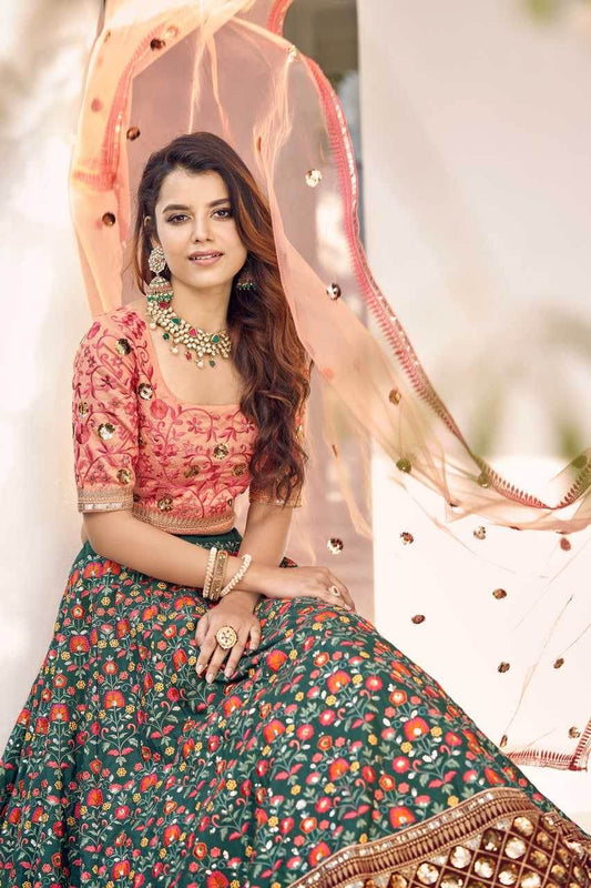 Art Silk Embroidered Sequins Lehenga - MYLUXURY LANE ENTERPRISE