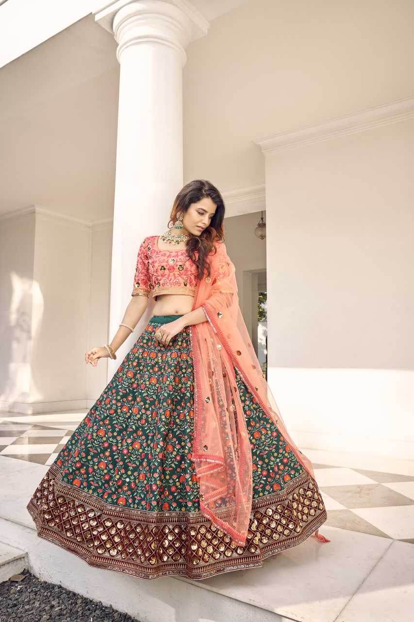 Elegant Art Silk Embroidered Sequins Lehenga for Women - MYLUXURY LANE ENTERPRISE
