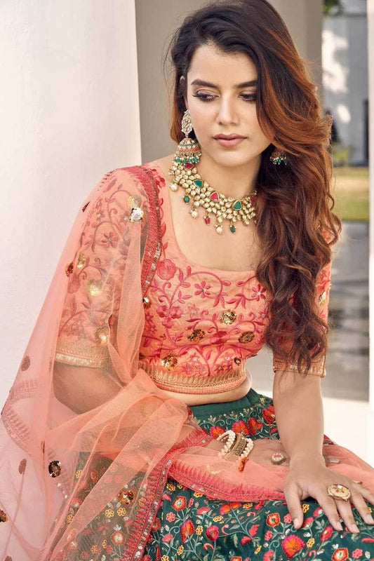 Art Silk Embroidered Sequins Lehenga - MYLUXURY LANE ENTERPRISE