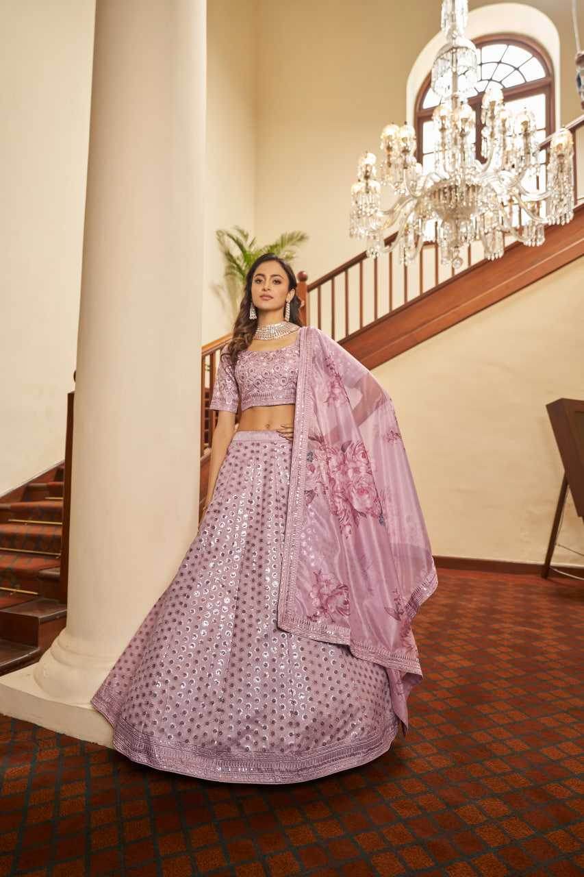 Art Silk Embroidered Sequins Wedding Lehenga - MYLUXURY LANE ENTERPRISE