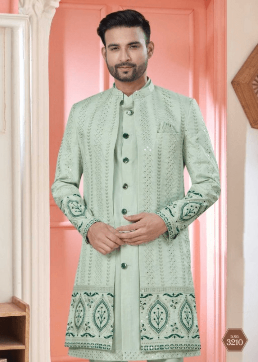 Art Silk Premium Series Wedding Mens Kurtas Nehru Jacket - MYLUXURY LANE ENTERPRISE