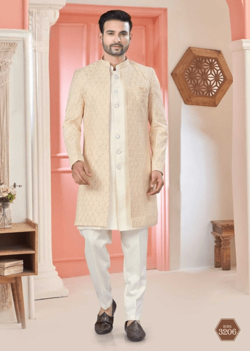 Art Silk Premium Series Wedding Mens Kurtas Nehru Jacket - MYLUXURY LANE ENTERPRISE