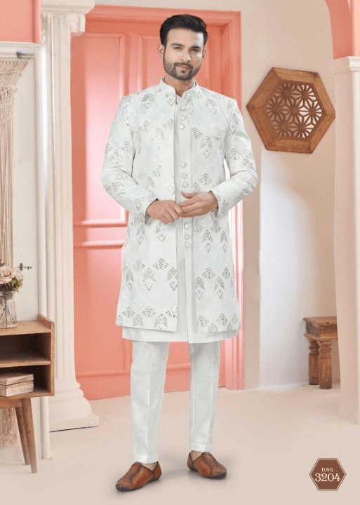 Art Silk Premium Series Wedding Mens Kurtas Nehru Jacket - MYLUXURY LANE ENTERPRISE