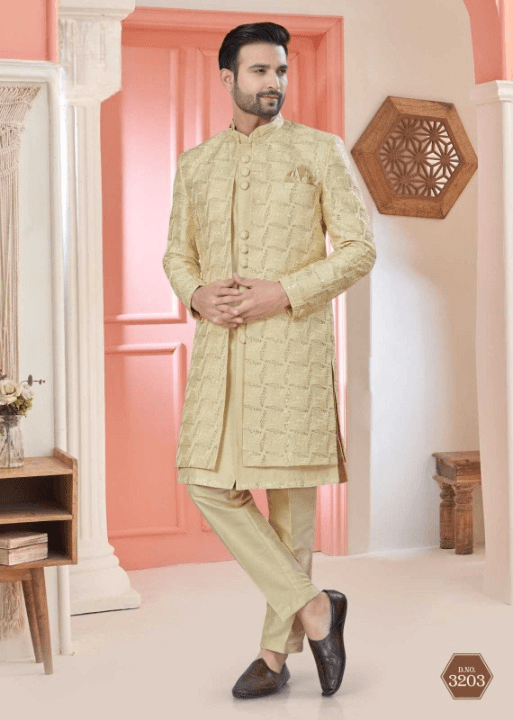 Art Silk Premium Series Wedding Mens Kurtas Nehru Jacket - MYLUXURY LANE ENTERPRISE