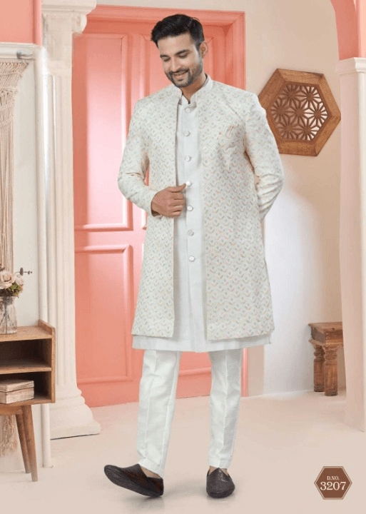Art Silk Premium Series Wedding Mens Kurtas Nehru Jacket - MYLUXURY LANE ENTERPRISE