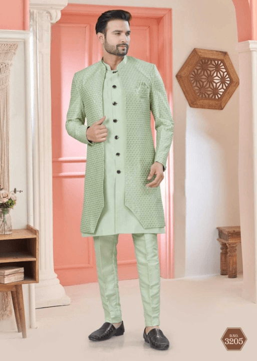 Art Silk Premium Series Wedding Mens Kurtas Nehru Jacket - MYLUXURY LANE ENTERPRISE
