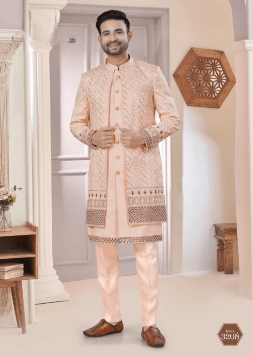 Art Silk Premium Series Wedding Mens Kurtas Nehru Jacket - MYLUXURY LANE ENTERPRISE