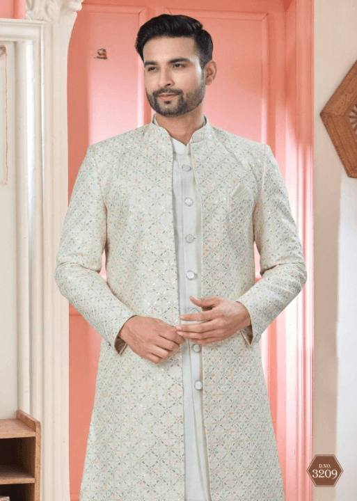 Art Silk Premium Series Wedding Mens Kurtas Nehru Jacket - MYLUXURY LANE ENTERPRISE