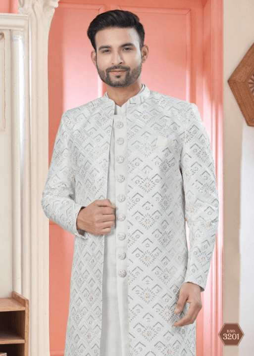 Art Silk Premium Series Wedding Mens Kurtas Nehru Jacket - MYLUXURY LANE ENTERPRISE