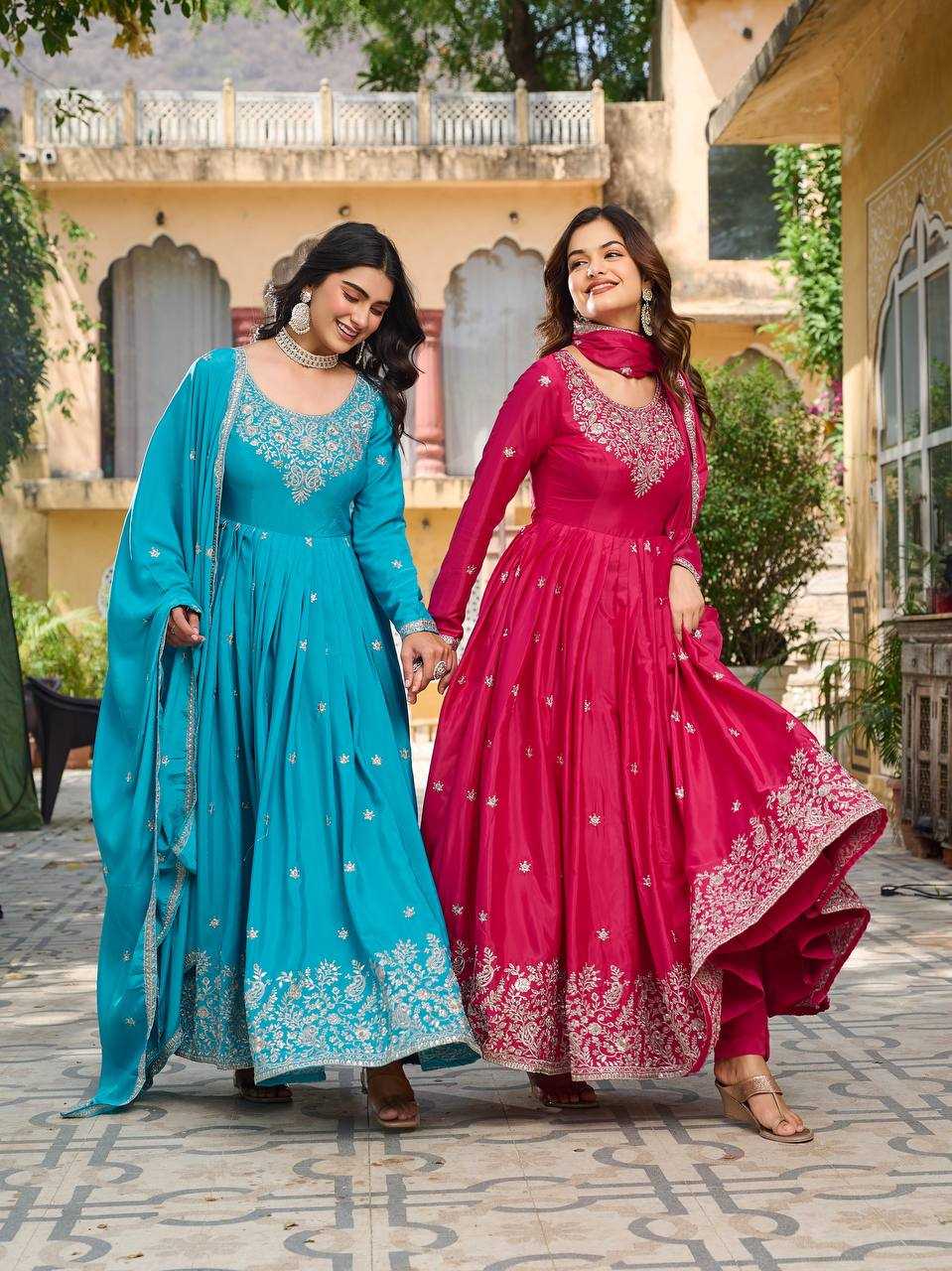 Assam Silk  Embroidery Gown