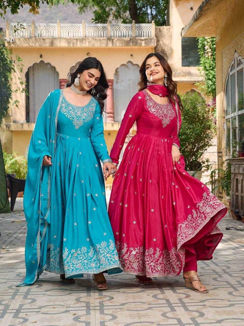 Assam Silk Embroidery Gown - MYLUXURY LANE ENTERPRISE