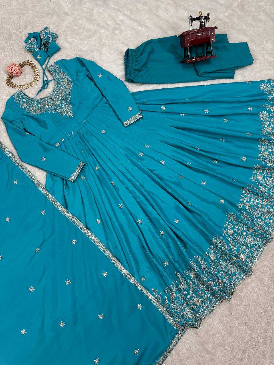 Assam Silk  Embroidery Gown