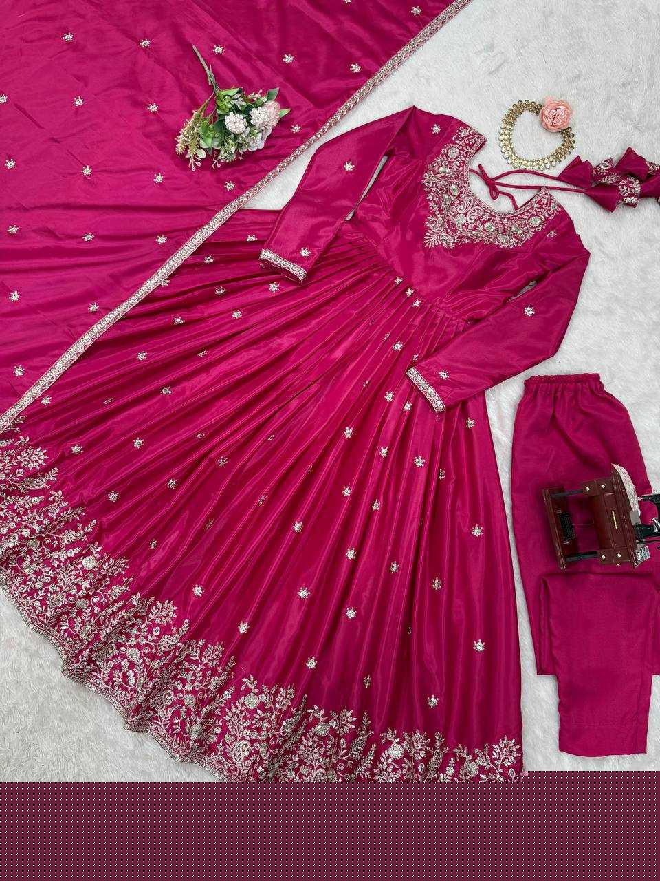 Assam Silk  Embroidery Gown