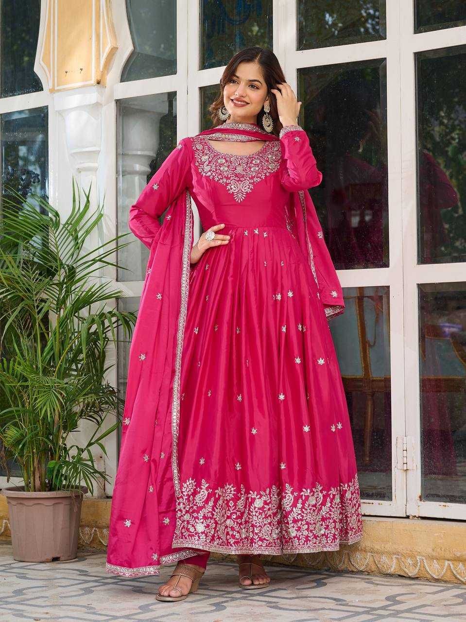 Assam Silk  Embroidery Gown