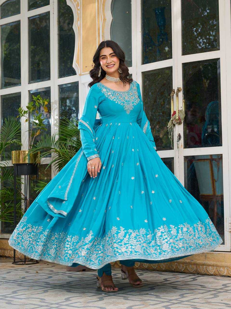 Assam Silk  Embroidery Gown