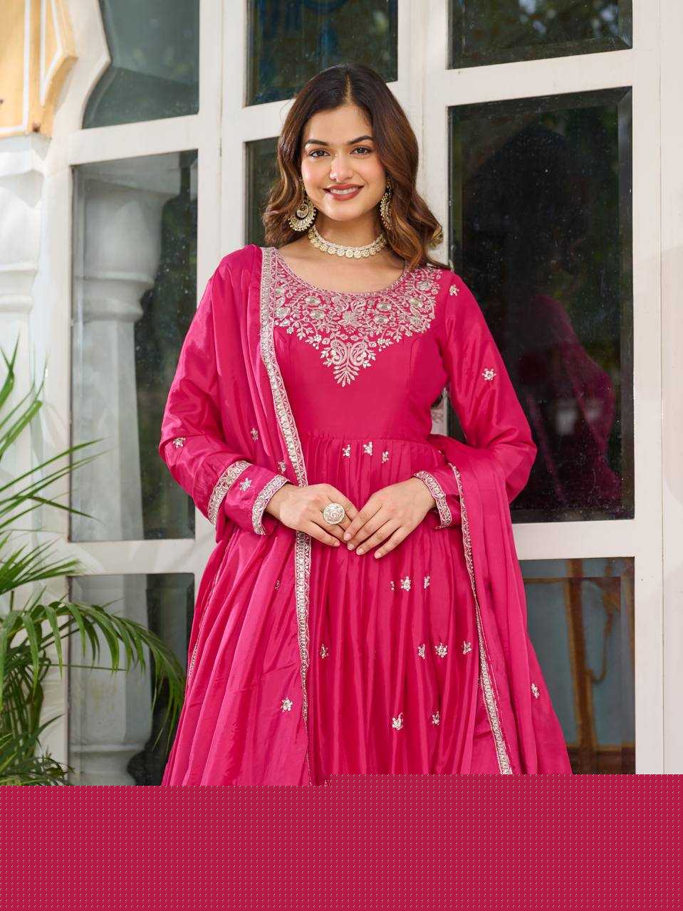 Assam Silk  Embroidery Gown